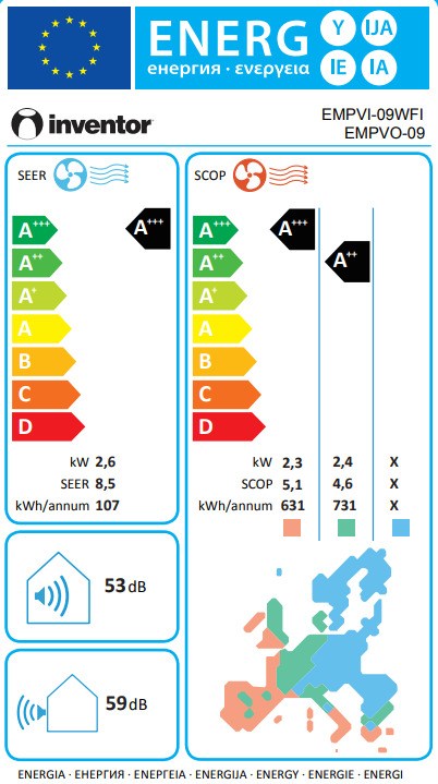 Inventor Emperor EMPVI-09WFIEMPVO-09 Κλιματιστικό Inverter 9000 BTU A+++/A+++ με Ιονιστή και Wi-Fi