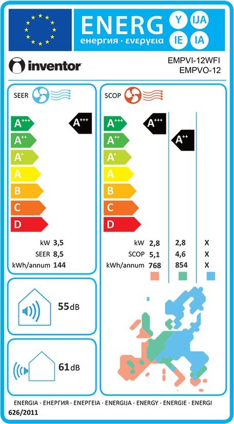 Inventor Emperor EMPVI-12WFI/EMPVO-12 Κλιματιστικό Inverter 12000 BTU A+++/A+++ με Ιονιστή και Wi-Fi