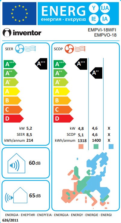 Inventor Emperor EMPVI-18WFI/EMPVO-18 Κλιματιστικό Inverter 18000 BTU A+++/A+++ με Ιονιστή και Wi-Fi