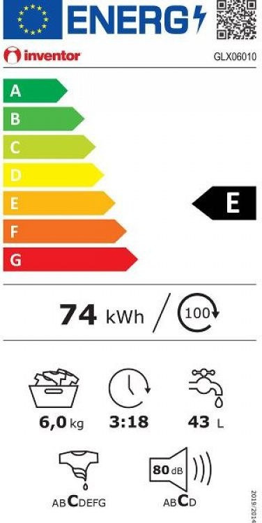 Inventor GLX06010 Πλυντήριο Ρούχων 6kg 1000 Στροφών