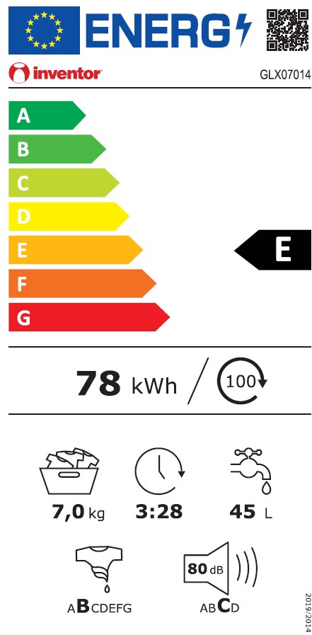 Inventor GLX07014 Πλυντήριο Ρούχων 7kg 1400 Στροφών