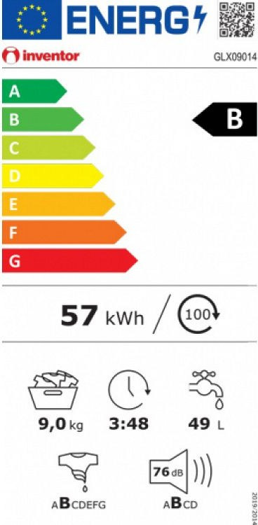 Inventor GLX09014 Πλυντήριο Ρούχων 9kg 1400 Στροφών