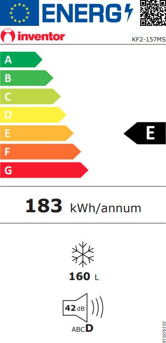 Inventor KF2-157MS Όρθιος Καταψύκτης 160lt