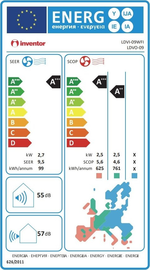 Inventor Legend LDVI-09WFI/LDVO-09 Κλιματιστικό Inverter 9000 BTU A+++/A+++ με Ιονιστή