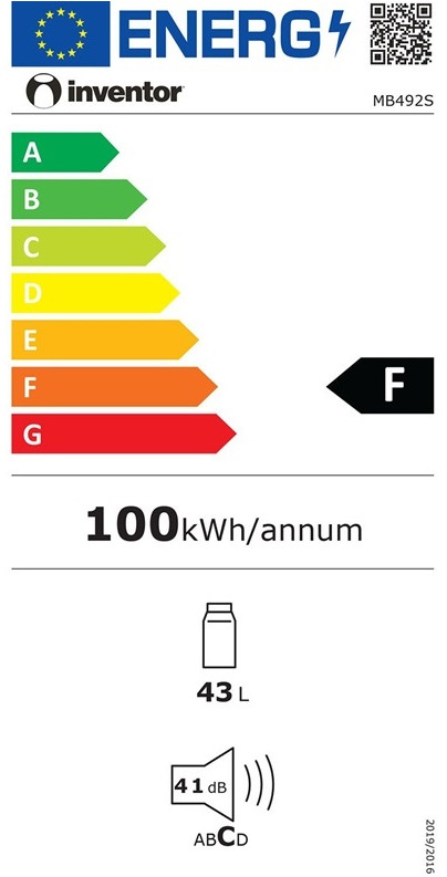 Inventor MB492S Ψυγείο Mini Bar 43lt Υ49.2xΠ47.2xΒ45cm Inox