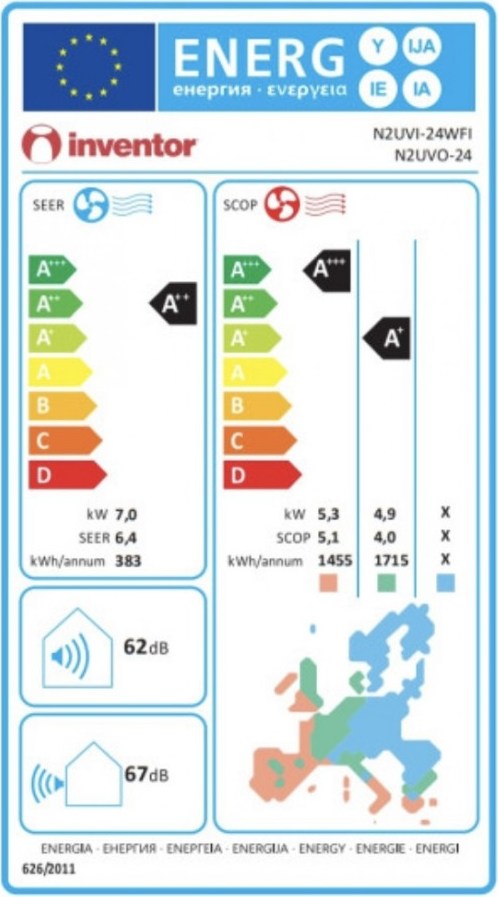 Inventor Neo 2 N2UVI-24WFI/N2UVO-24 Κλιματιστικό Inverter 24000 BTU A++/A+++ με Ιονιστή και Wi-Fi