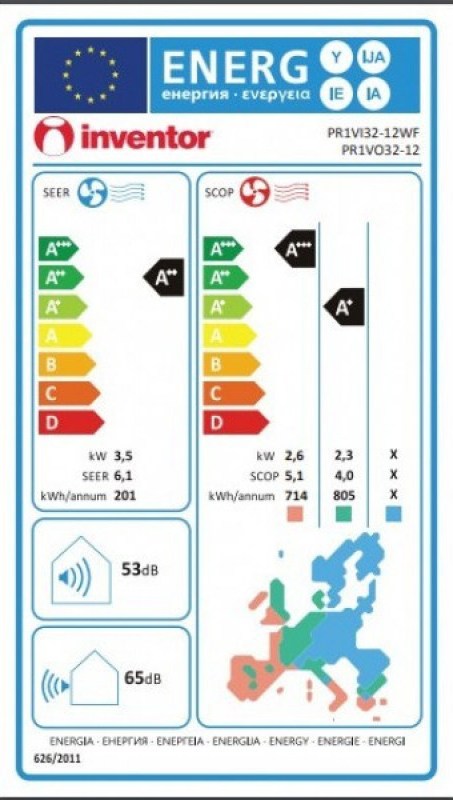 Inventor Premium PR1VI32-12WF/PR1VO32-12 Κλιματιστικό Inverter 12000 BTU A++/A+++ με Ιονιστή και Wi-Fi
