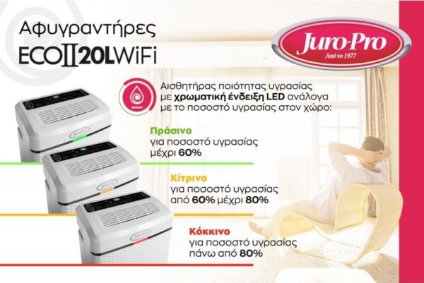 Juro-Pro Eco II 20lt Αφυγραντήρας με Ιονιστή και Wi-Fi 20lt