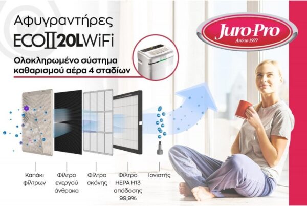 Juro-Pro Eco II 20lt Αφυγραντήρας με Ιονιστή και Wi-Fi 20lt