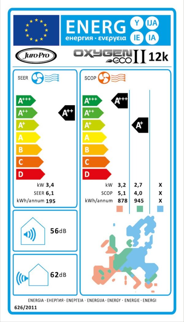 Juro-Pro Oxygen Eco II 12K Κλιματιστικό Inverter 12000 BTU A++/A+++ με Wi-Fi