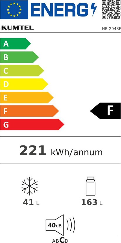 Kumptel HB-204SF Δίπορτο Ψυγείο 204lt Υ144xΠ54.5xΒ54.4cm Λευκό