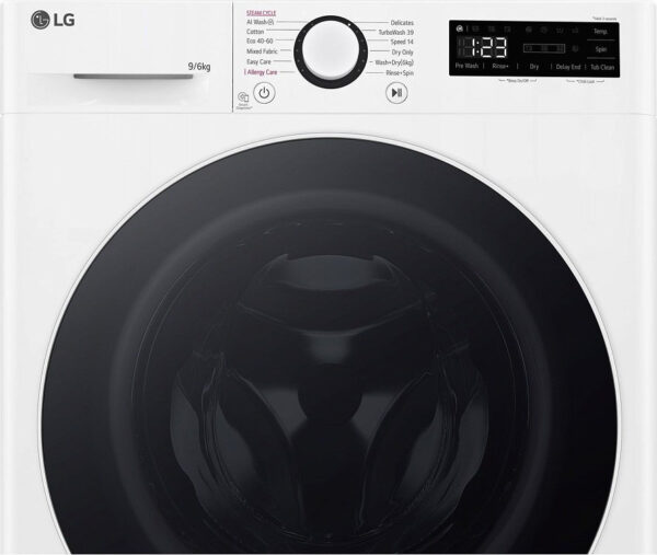 LG D4R5009TSWW Πλυντήριο Στεγνωτήριο Ρούχων 9kg / 6kg Ατμού 1400 Στροφές