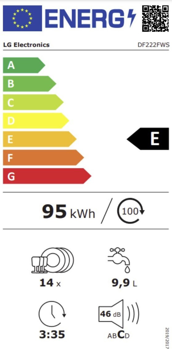 LG DF222FWS Ελεύθερο Πλυντήριο Πιάτων 60cm για 14 Σερβίτσια Λευκό με Wi-Fi