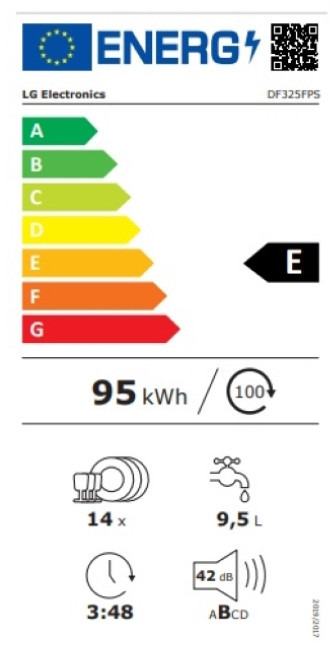 LG DF325FPS Ελεύθερο Πλυντήριο Πιάτων 60cm για 14 Σερβίτσια Inox με Wi-Fi