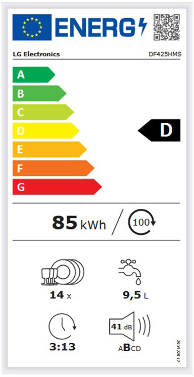 LG DF425HMS Ελεύθερο Πλυντήριο Πιάτων 60cm για 10 Σερβίτσια Μαύρο με Wi-Fi