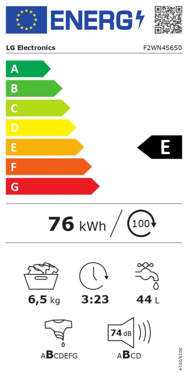 LG F2WN4S6S0 Πλυντήριο Ρούχων 6.5kg 1200 Στροφών