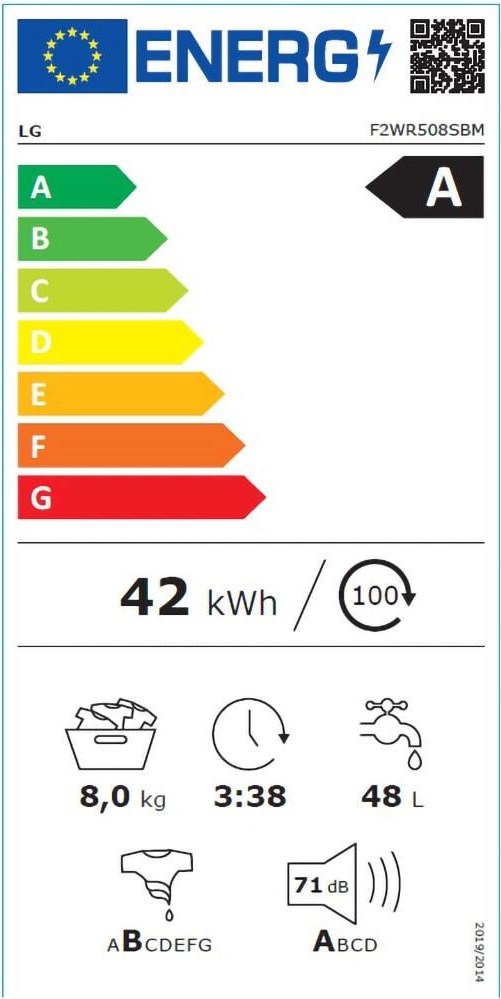 LG F2WR508SBM Πλυντήριο Ρούχων 8kg 1200 Στροφών