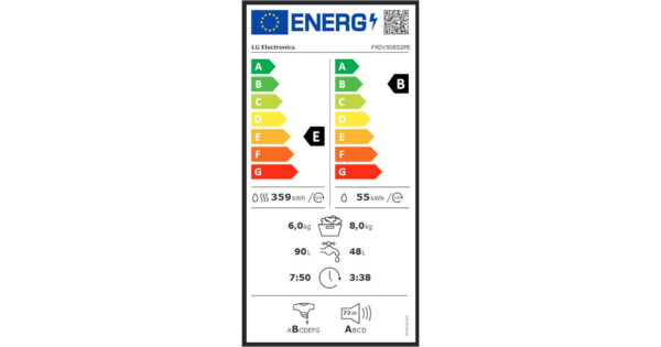 LG F4DV508S2PE Πλυντήριο Στεγνωτήριο Ρούχων 8kg / 6kg Ατμού 1400 Στροφές