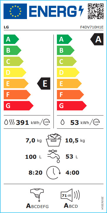 LG F4DV710H1E Πλυντήριο Στεγνωτήριο Ρούχων 10.5kg / 7kg Ατμού 1370 Στροφές