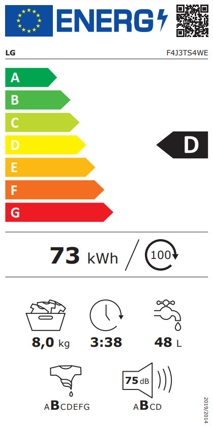 LG F4J3TS4WE Πλυντήριο Ρούχων 8kg 1400 Στροφών