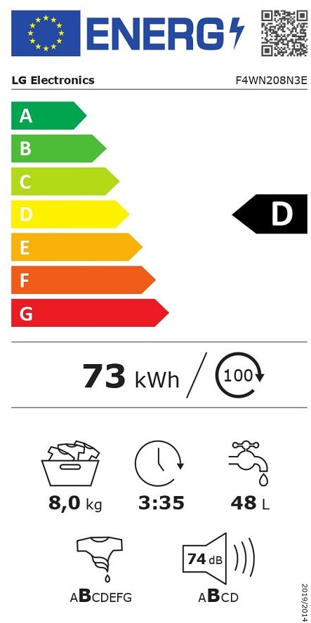 LG F4WN208N3E Πλυντήριο Ρούχων 8kg 1400 Στροφών