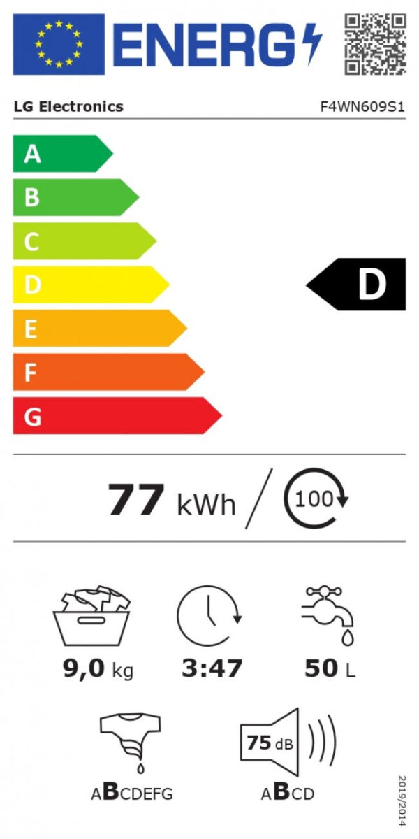 LG F4WN609S1 Πλυντήριο Ρούχων 9kg 1400 Στροφών