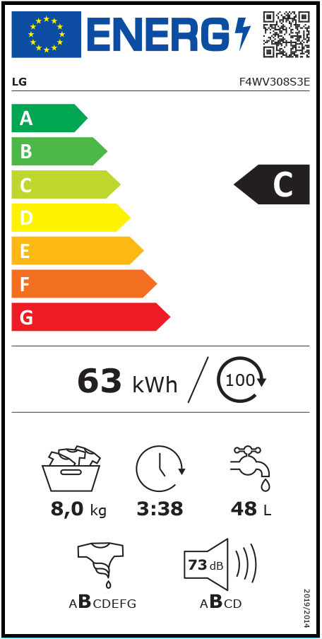 LG F4WV308S3E Πλυντήριο Ρούχων 8kg 1400 Στροφών