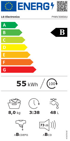 LG F4WV308S6U Πλυντήριο Ρούχων 8kg 1400 Στροφών