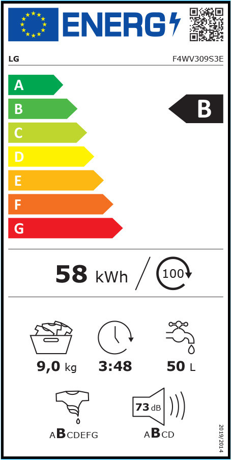 LG F4WV309S3E Πλυντήριο Ρούχων 9kg 1400 Στροφών