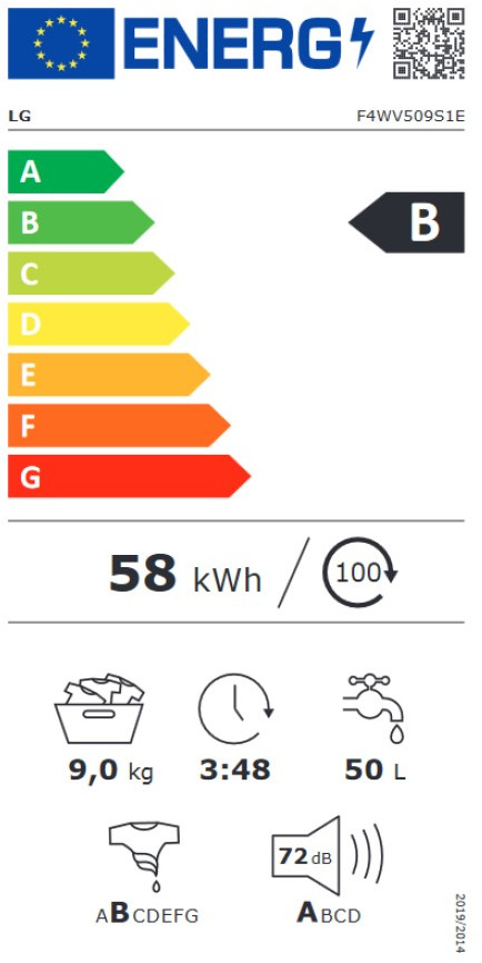 LG F4WV509S1E Πλυντήριο Ρούχων 9kg 1400 Στροφών