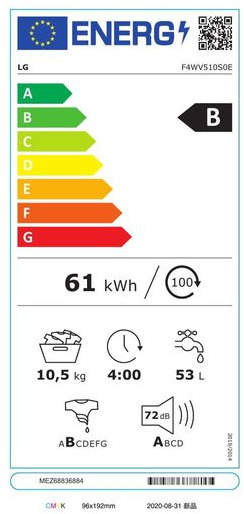 LG F4WV510S0E Πλυντήριο Ρούχων 10.5kg 1400 Στροφών