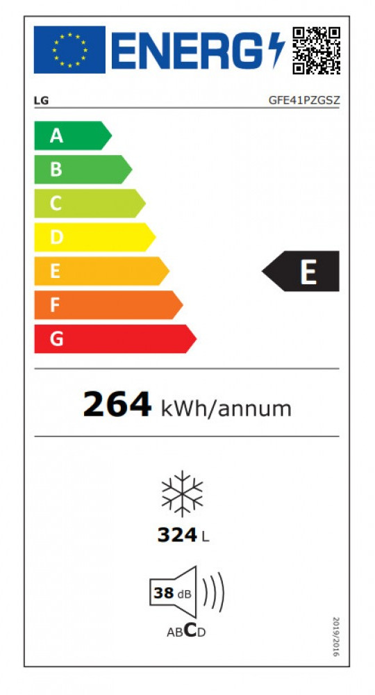 LG GFE41PZGSZ Όρθιος Καταψύκτης 324lt Full No Frost