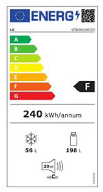 LG GTB362SHCMD Δίπορτο Ψυγείο 254lt Full No Frost Υ166.5xΠ55.5xΒ62cm Λευκό