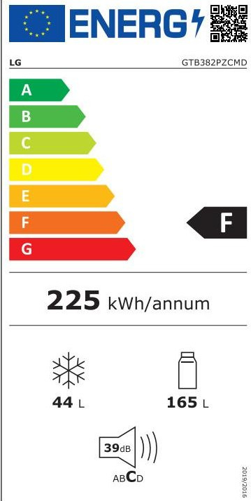 LG GTB382PZCMD Δίπορτο Ψυγείο 209lt Full No Frost Υ152xΠ55.5xΒ58.5cm Inox