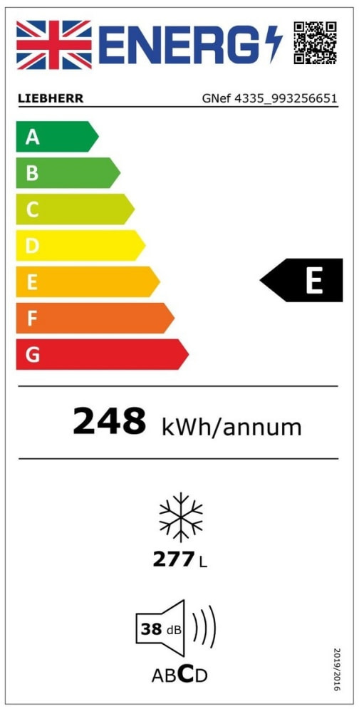 Liebherr GNef 4335 Όρθιος Καταψύκτης 277lt No Frost