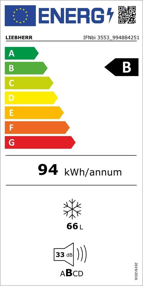Liebherr IFNbi 3553 Prime Όρθιος Καταψύκτης 66lt No Frost