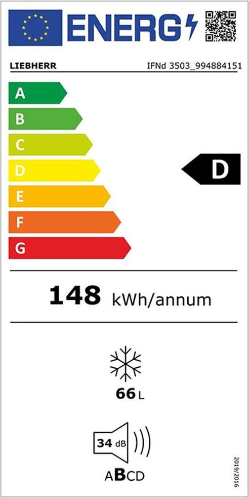 Liebherr IFNd 3503 Pure Όρθιος Καταψύκτης 66lt No Frost