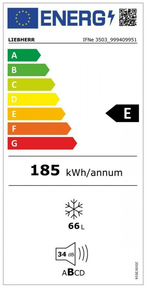 Liebherr IFNe 3503 Pure Όρθιος Καταψύκτης 66lt No Frost