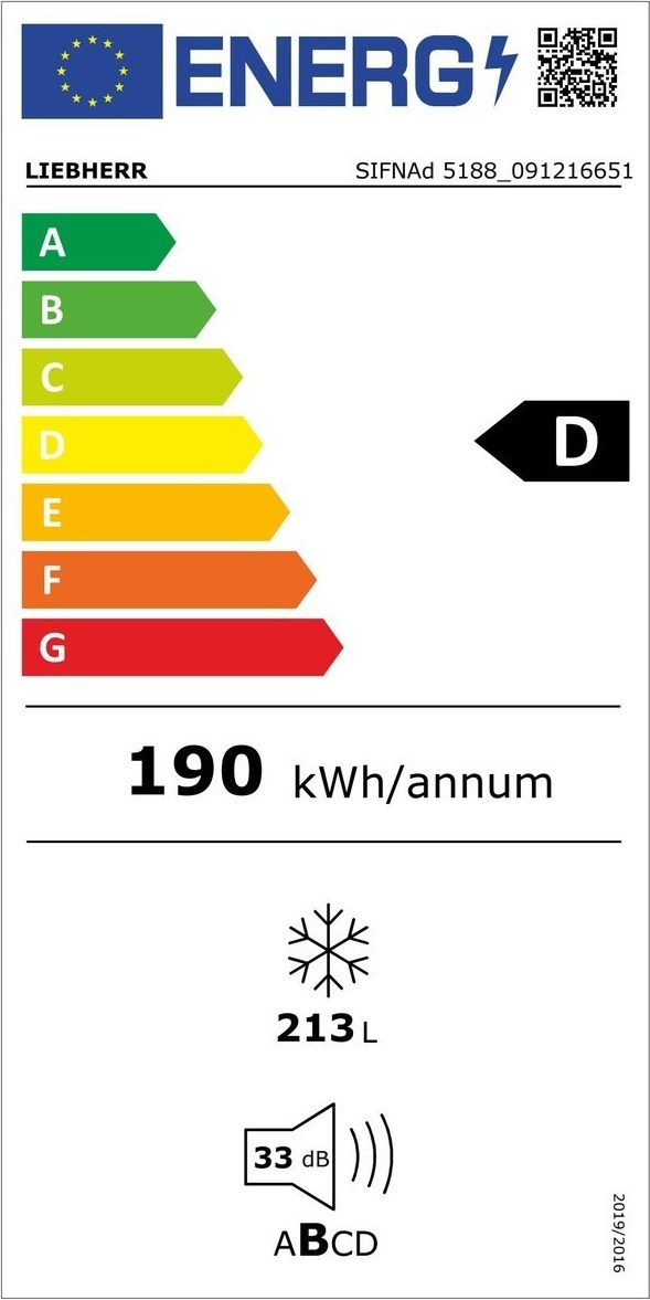 Liebherr SIFNAd 5188 Peak Όρθιος Καταψύκτης 213lt No Frost