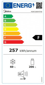 Midea MDRT385MTF46 Δίπορτο Ψυγείο 266lt No Frost Υ165.7xΠ54.5xΒ61cm Inox