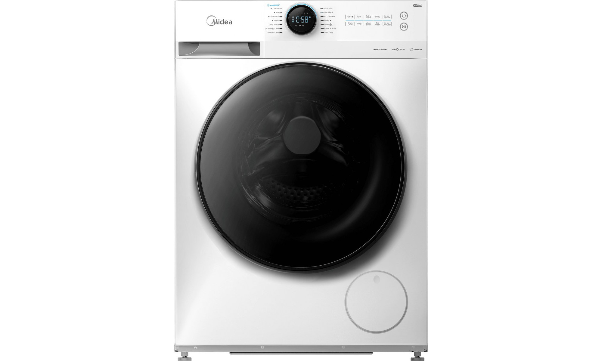 Midea MF200W90WBW-GR Πλυντήριο Ρούχων 9kg 1400 Στροφών