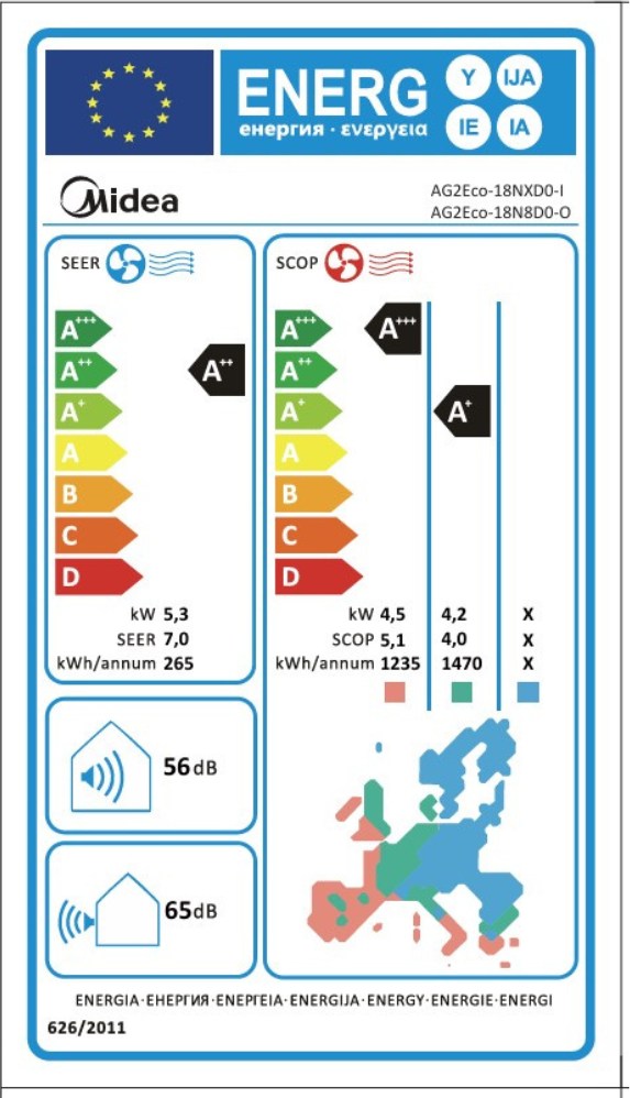 Midea Xtreme AG2Eco-18NXD0-I/AG2Eco-18N8D0-O Κλιματιστικό Inverter 18000 BTU A++/A+++ με Ιονιστή και Wi-Fi