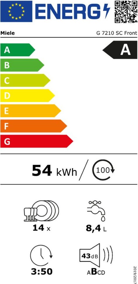 Miele G 7210 SC Front Ελεύθερο Πλυντήριο Πιάτων 60cm για 14 Σερβίτσια Inox