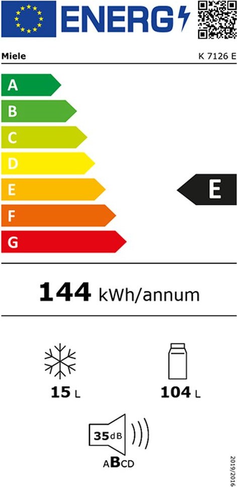 Miele K7126E Εντοιχιζόμενο Ψυγείο Mini Bar 259lt No Frost Υ87.4xΠ54.1xΒ54.8cm Λευκό