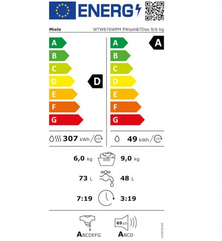 Miele WTW870WPM Πλυντήριο Στεγνωτήριο Ρούχων 9kg / 6kg 1600 Στροφές