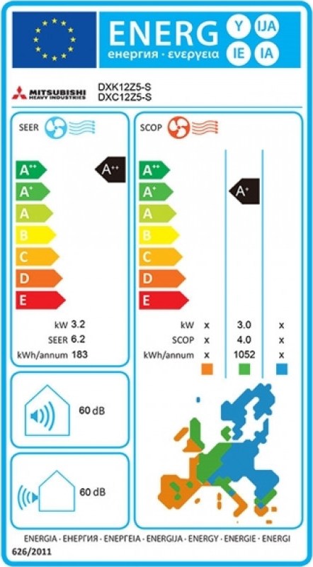 Mitsubishi Heavy Industries DXK/DXC-12Z5-S Κλιματιστικό Inverter 12000 BTU A++/A+