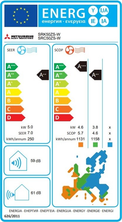 Mitsubishi Heavy Industries SRK/SRC-50ZS-W Κλιματιστικό Inverter 18000 BTU A++/A++