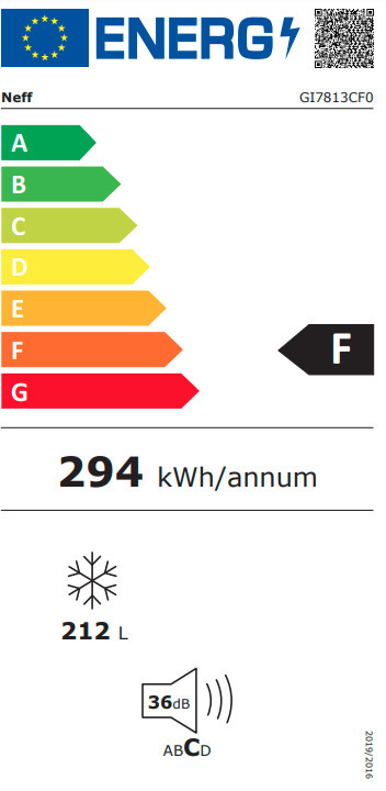 Neff GI7813CF0 Όρθιος Καταψύκτης 212lt Full No Frost