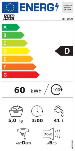 Newpol NP1000 Πλυντήριο Ρούχων 5kg 800 Στροφών