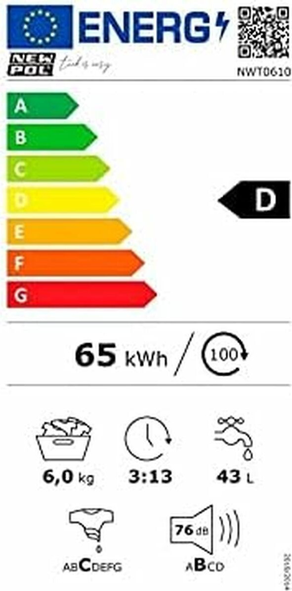 Newpol NWT0610 Πλυντήριο Ρούχων 6kg 1000 Στροφών